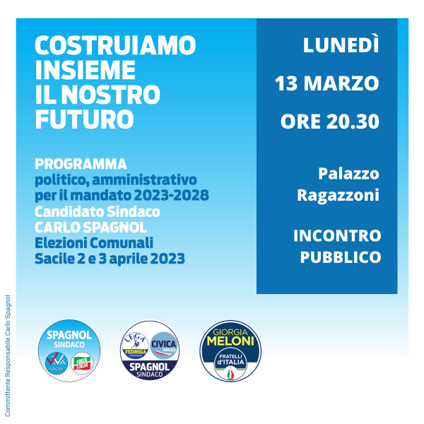 13 Marzo 2023 – Palazzo Ragazzoni: presentazione PROGRAMMA POLITICO-AMMINISTRATIVO